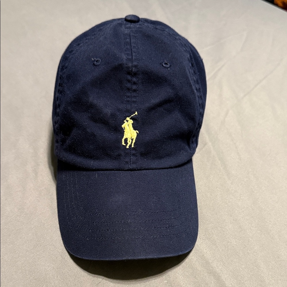 Polo by Ralph Lauren Navy Blue Cap with Yellow Logo